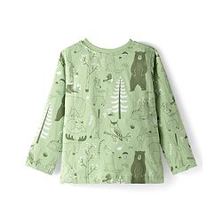 Babyhug Cotton Knit Full Sleeves Co-ords Night Suit with Jungle Theme Print - Light Green