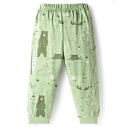 Babyhug Cotton Knit Full Sleeves Co-ords Night Suit with Jungle Theme Print - Light Green