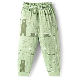Babyhug Cotton Knit Full Sleeves Co-ords Night Suit with Jungle Theme Print - Light Green