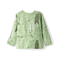 Babyhug Cotton Knit Full Sleeves Co-ords Night Suit with Jungle Theme Print - Light Green