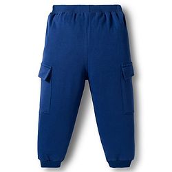 Babyhug Knit Premium Light Gauge Terry Full Sleeves Hooded Cut & Sew T-Shirt & Lounge Pant Set with Kangaroo Pocket & Text Graphic - Blue & Neon Green