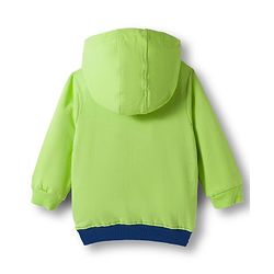 Babyhug Knit Premium Light Gauge Terry Full Sleeves Hooded Cut & Sew T-Shirt & Lounge Pant Set with Kangaroo Pocket & Text Graphic - Blue & Neon Green