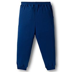 Babyhug Terry Knit Premium Light Gauge Terry Full Sleeves Cut & Sew T-Shirt & Lounge Pant Set with Dino Graphic - Yellow & Navy Blue