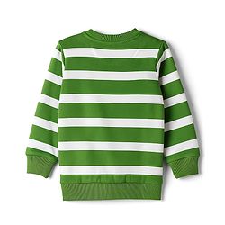 Babyhug Terry Knit Premium Light Gauge Terry Full Sleeves Striped Sweatshirt & Lounge Pant Set With Teddy Bear Patch - Green