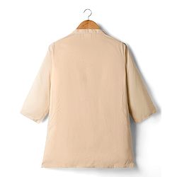 Babyhug 100% Cotton Woven Full Sleeves Kurta Pajama Set with Jacket & Floral Embroidery - Beige