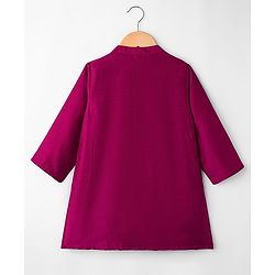 Babyhug Rayon Woven Full Sleeves Solid Kurta Dhoti Set with Sequenced Nehru Jacket - Magenta Pink