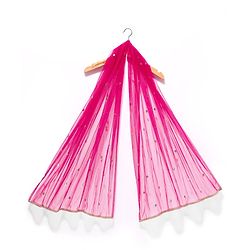Babyhug Georgette Woven Half Puffed Sleeves Choli Lehenga Set with Dupatta Embroidery & Sequin Detailing - Dark Pink