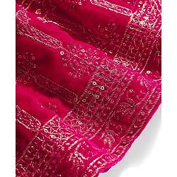 Babyhug Georgette Woven Half Puffed Sleeves Choli Lehenga Set with Dupatta Embroidery & Sequin Detailing - Dark Pink