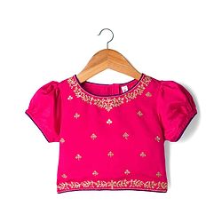 Babyhug Georgette Woven Half Puffed Sleeves Choli Lehenga & Dupatta Set with Floral Embroidery - Purple & Pink