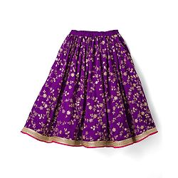 Babyhug Georgette Woven Half Puffed Sleeves Choli Lehenga & Dupatta Set with Floral Embroidery - Purple & Pink