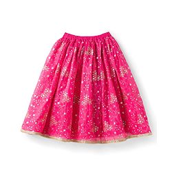 Babyhug Chanderi Woven Half Sleeves Choli Lehenga & Dupatta Set With Floral Print & Embriodered - Fuschia