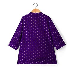 Babyhug Brocade Woven Full Sleeves Kurta Dhoti Set With Floral Foil Print - Purple