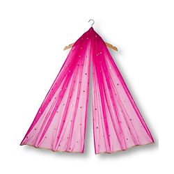 Babyhug Brocade Woven Frill Sleeves Floral Foil Printed Choli Lehenga Set with Dupatta & Embroidery - Dark Pink
