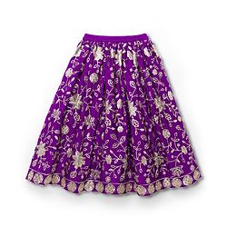 Babyhug Woven Three Fourth Sleeves  Embroidered Choli Lehenga Set with Dupatta - Purple