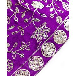 Babyhug Woven Three Fourth Sleeves  Embroidered Choli Lehenga Set with Dupatta - Purple