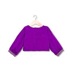 Babyhug Woven Three Fourth Sleeves  Embroidered Choli Lehenga Set with Dupatta - Purple