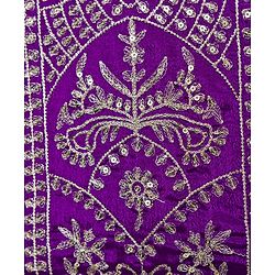 Babyhug Woven Three Fourth Sleeves  Embroidered Choli Lehenga Set with Dupatta - Purple