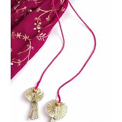 Babyhug Georgette Woven Frill Sleeves Choli Lehenga & Dupatta Set With Floral Embriodery - Red