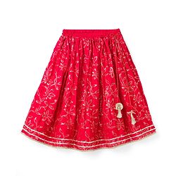 Babyhug Georgette Woven Half Sleeves Choli Lehenga & Dupatta Set with Floral Embroidery - Hot Pink