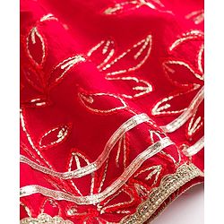 Babyhug Georgette Woven Half Sleeves Choli Lehenga & Dupatta Set with Floral Embroidery - Hot Pink