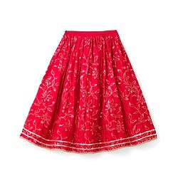 Babyhug Georgette Woven Half Sleeves Choli Lehenga & Dupatta Set with Floral Embroidery - Hot Pink