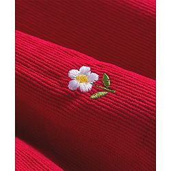 Babyhug Cotton Knit Full Sleeves Front Open Frock with Floral Embroidery - Red