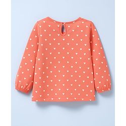 Babyhug Cotton Woven Full Sleeves Frock With Inner Tee & Polka Dot Print & Head Band - Peach & White