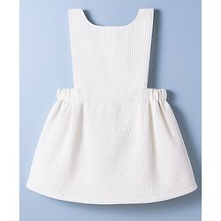 Babyhug Cotton Woven Full Sleeves Frock With Inner Tee & Polka Dot Print & Head Band - Peach & White