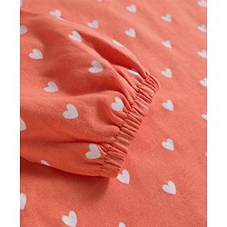 Babyhug Cotton Woven Full Sleeves Frock With Inner Tee & Polka Dot Print & Head Band - Peach & White