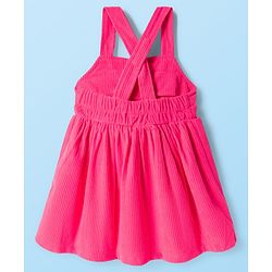 Babyhug Cotton Woven Frock with Full Sleeves Inner Tee & Heart Print - Pink & White