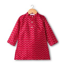 Babyhug Georgette Woven Full Sleeves Printed Kurta Dhoti Set - Maroon