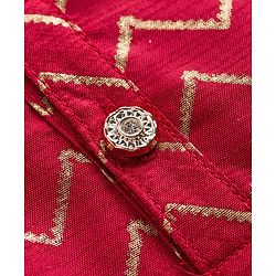 Babyhug Georgette Woven Full Sleeves Printed Kurta Dhoti Set - Maroon