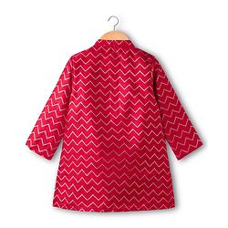 Babyhug Georgette Woven Full Sleeves Printed Kurta Dhoti Set - Maroon
