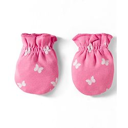 Babyhug 100% Cotton Mittens & Booties Set With Butterfly Print - Pink