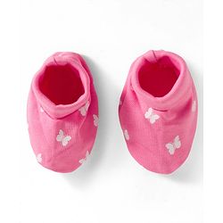 Babyhug 100% Cotton Mittens & Booties Set With Butterfly Print - Pink