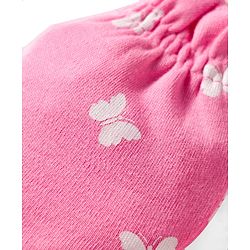 Babyhug 100% Cotton Mittens & Booties Set With Butterfly Print - Pink