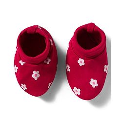 Babyhug 100% Cotton Knit Cap Mittens & Booties Set with Floral Print Red - Diameter 11 cm