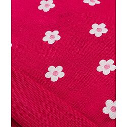 Babyhug 100% Cotton Knit Cap Mittens & Booties Set with Floral Print Red - Diameter 11 cm