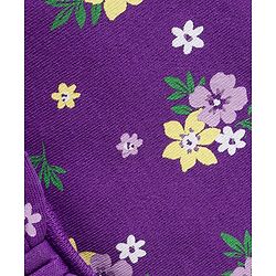 Babyhug 100% Cotton Knit Cap Mittens And Booties Set with Floral Printed Purple - 10 cm Diameter