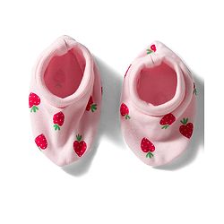 Babyhug 100% Cotton Interlock Knit Cap Mittens & Booties Set with Strawberry Print Pink - Diameter 11 cm