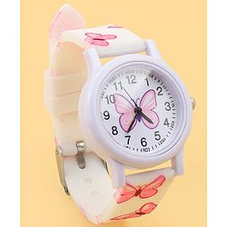 Babyhug Free Size Analog Watch with Butterfly Print - Purple