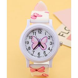 Babyhug Free Size Analog Watch with Butterfly Print - Purple