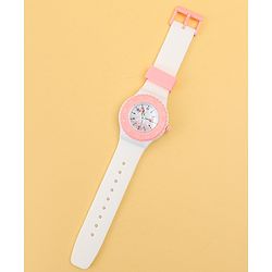 Babyhug Free Size Analog Watch with Unicorn Print - White & Pink