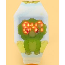 Babyhug Free Size Digital Watch with Dino Print - White & Green