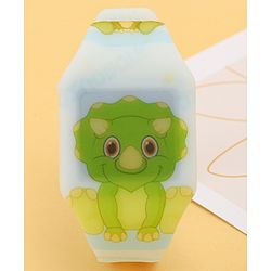 Babyhug Free Size Digital Watch with Dino Print - White & Green