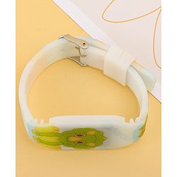 Babyhug Free Size Digital Watch with Dino Print - White & Green