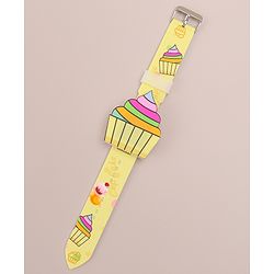 Babyhug Free Size Digital Watch with Cupcake Print - Yellow