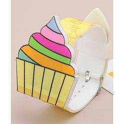 Babyhug Free Size Digital Watch with Cupcake Print - Yellow
