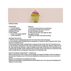 Babyhug Free Size Digital Watch with Cupcake Print - Yellow
