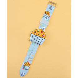 Babyhug Free Size Digital Watch With Cupcake Print - Light Blue